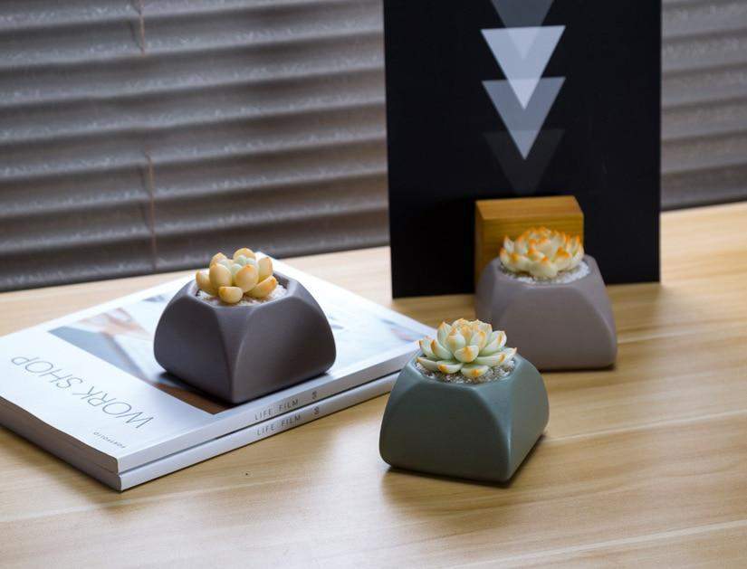 Set of 3 Matte Glaze Ceramic Plant Pots