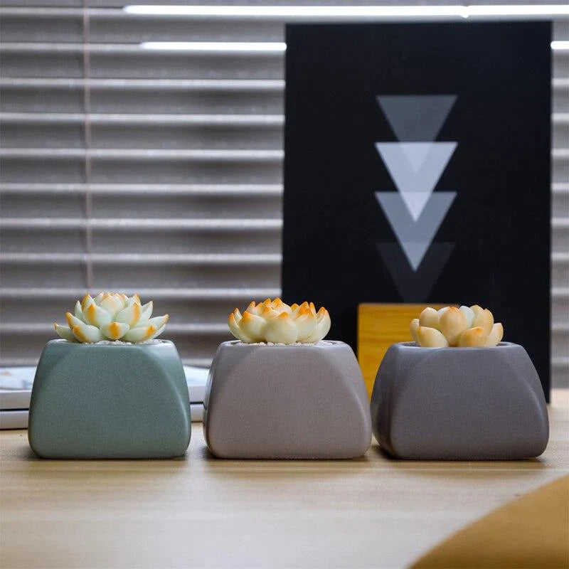 Set of 3 Matte Glaze Ceramic Plant Pots