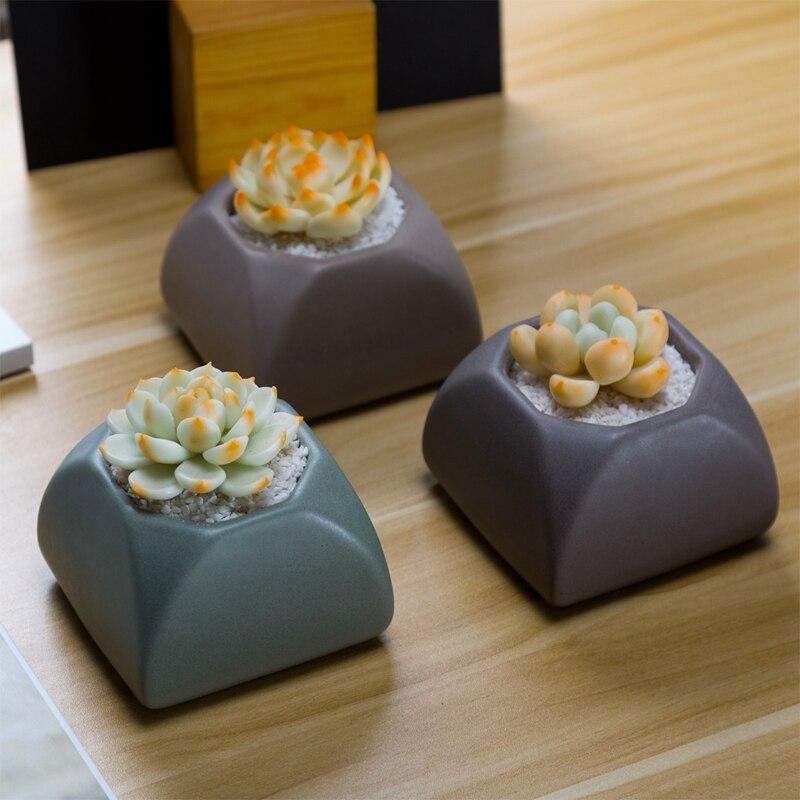 Set of 3 Matte Glaze Ceramic Plant Pots