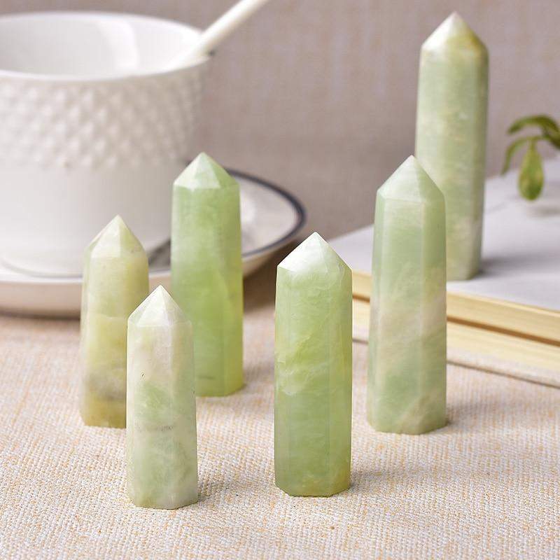 Snowflakes Jade Obelisk Quartz