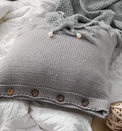 Soft Cotton Button Cushion Cover