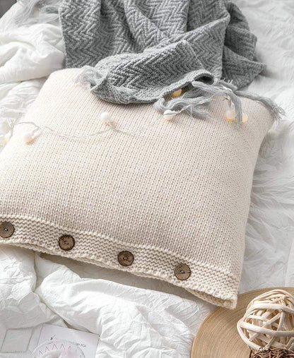 Soft Cotton Button Cushion Cover