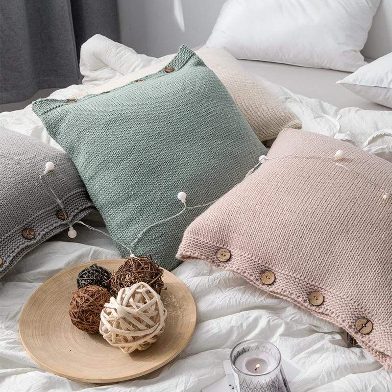 Soft Cotton Button Cushion Cover