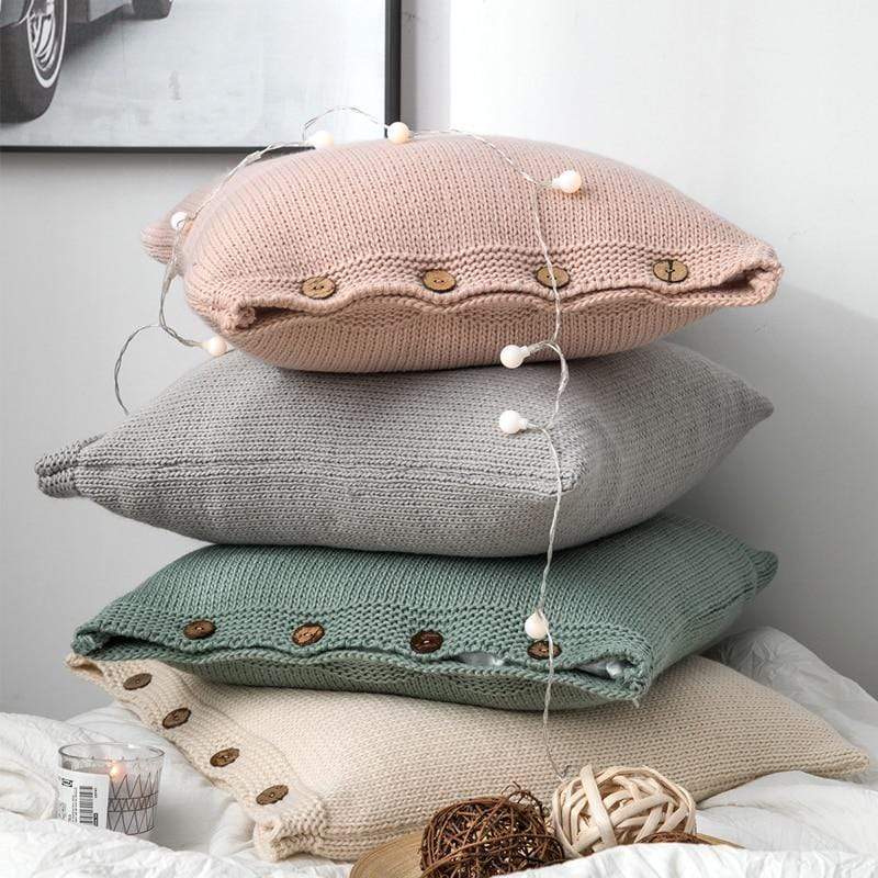 Soft Cotton Button Cushion Cover