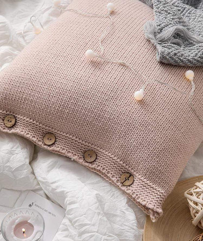 Soft Cotton Button Cushion Cover