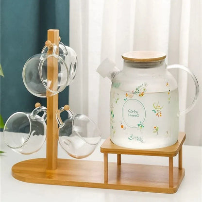 Spring Flowers Glass Kettle - Pitcher