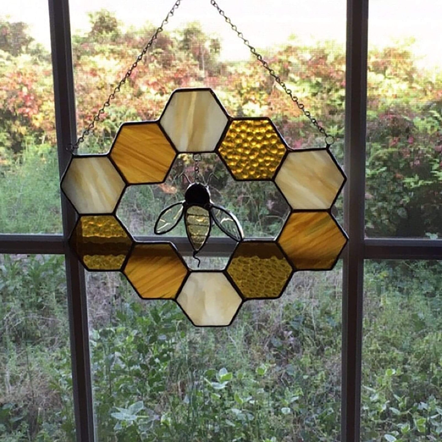 Stained Glass Honeycomb Charm Suncatcher