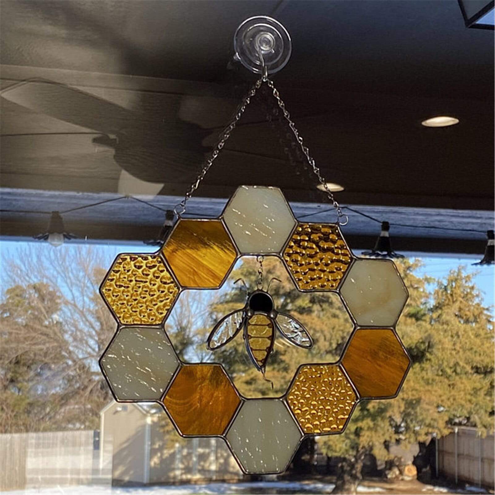 Stained Glass Honeycomb Charm Suncatcher