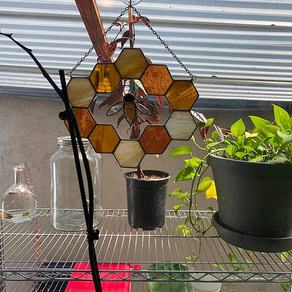 Stained Glass Honeycomb Charm Suncatcher