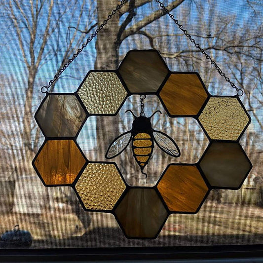 Stained Glass Honeycomb Charm Suncatcher