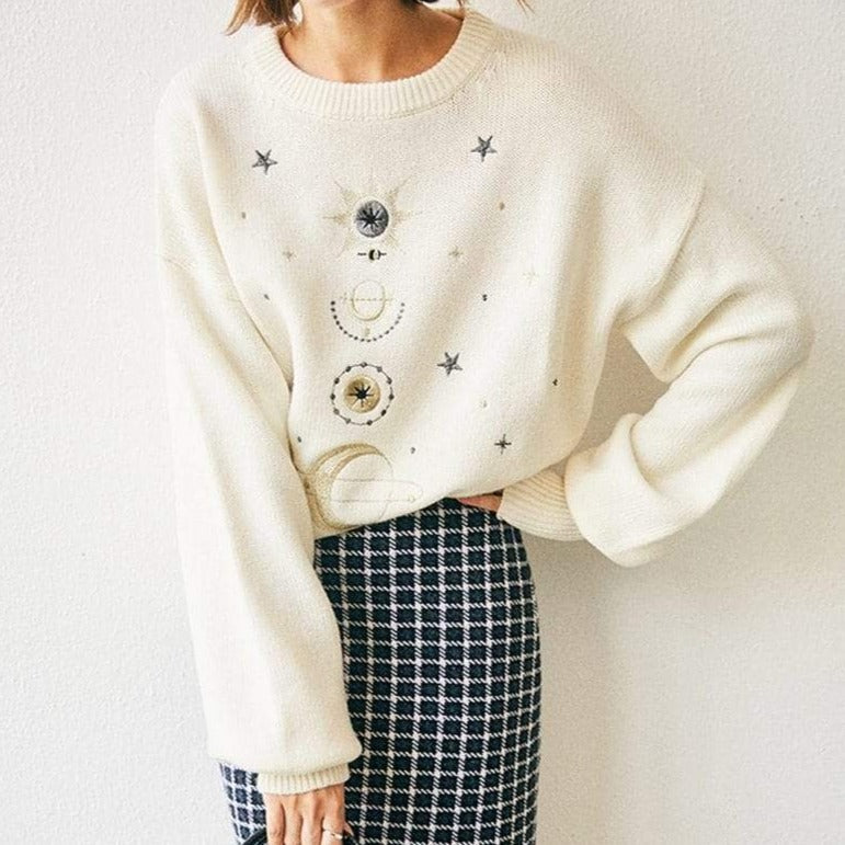 Starry Sky Embroidery Sweater Sweater