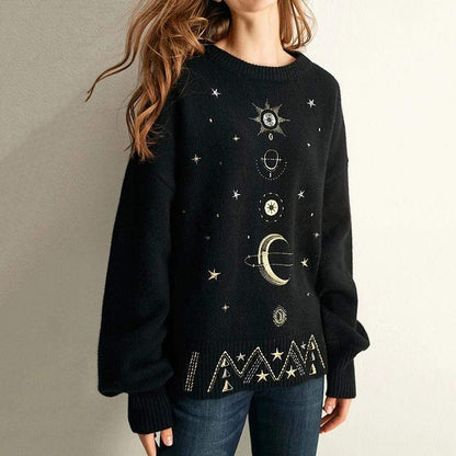 Starry Sky Embroidery Sweater Sweater