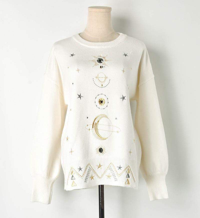 Starry Sky Embroidery Sweater Sweater