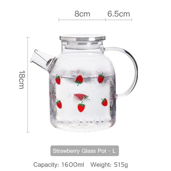 Strawberry Glass Teapot