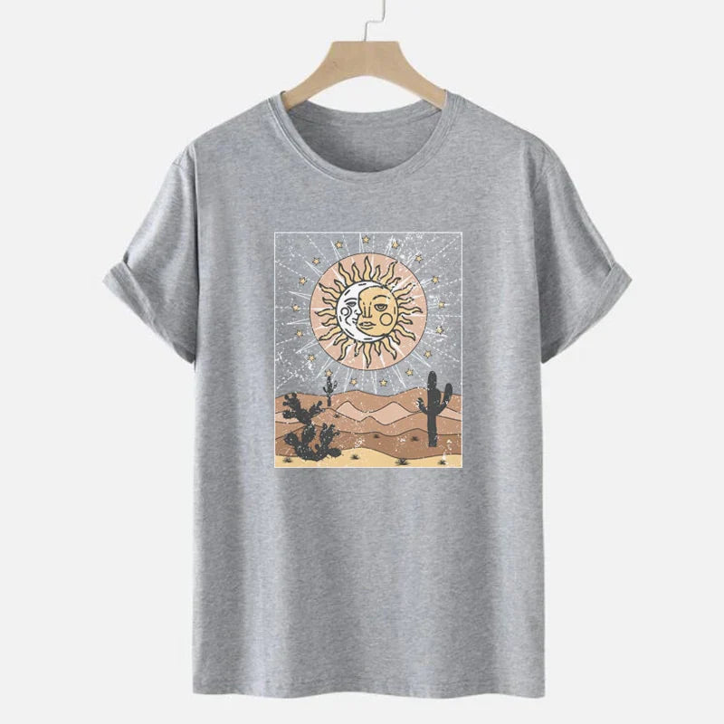 Sun & Moon with Cactus Desert Graphic Tee