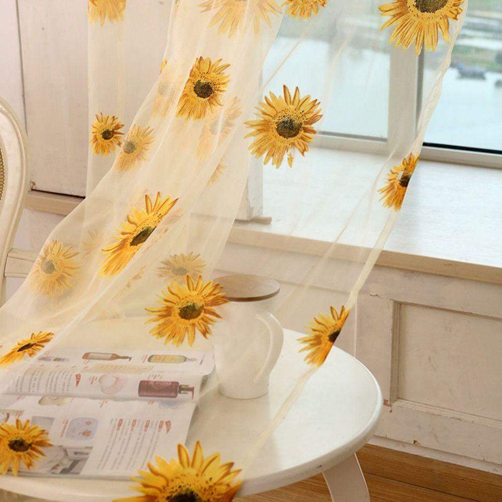 Sunflower Pattern Tulle Curtains