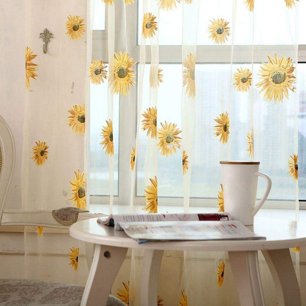 Sunflower Pattern Tulle Curtains