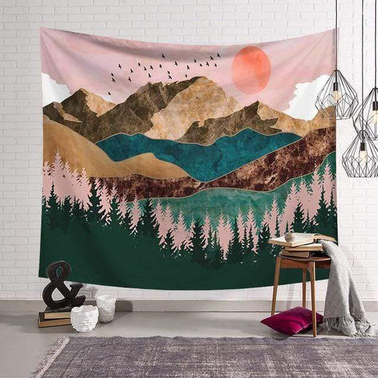 Sunset Mountains Tapestry