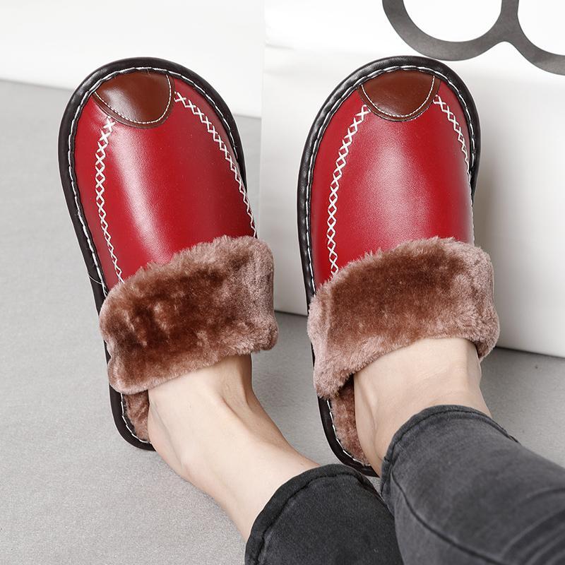 The Indoor Thick-Soled Warm Home Lovers Shoes Slippers wine red Bedding slippers