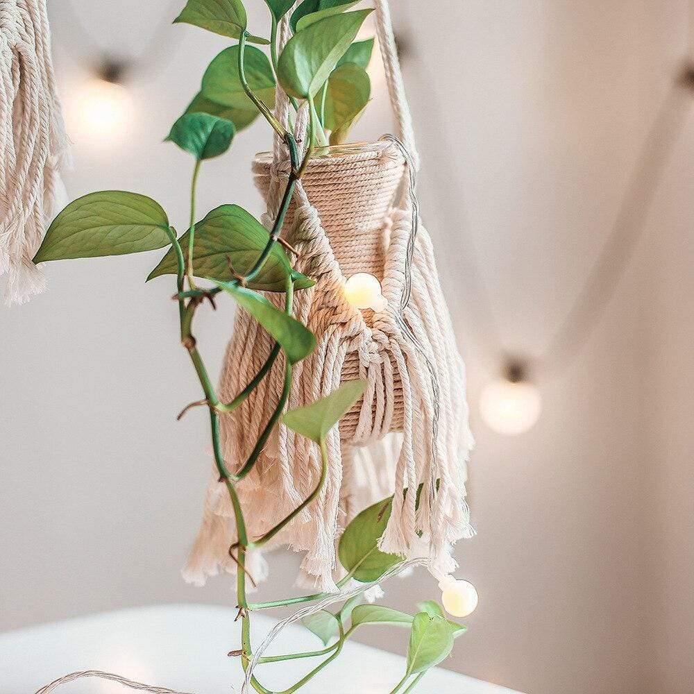 Tasseled Flower Pot Macrame Tapestry