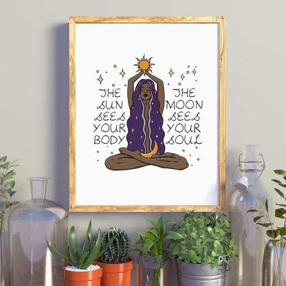 The sun sees your body-The moon sees your soul Wall Art