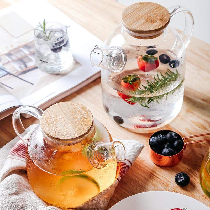 Transparent Borosilicate Glass Teapot Beverage Servers