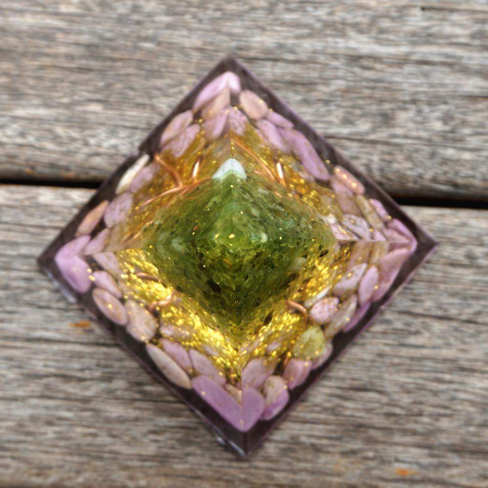 Tree of Life Peridot & Lepidolite Orgone Pyramid