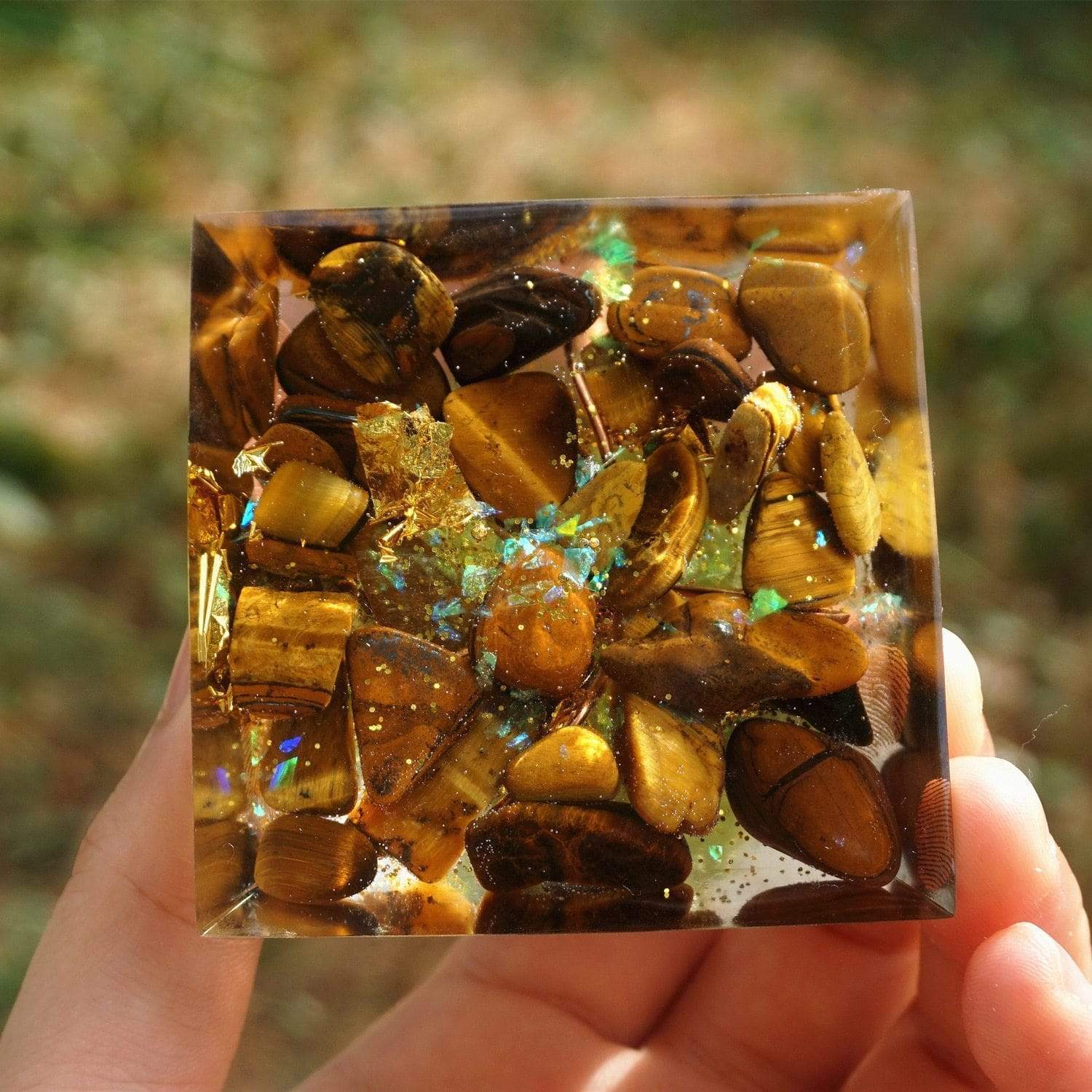 Tree of Life Peridot With Charoite Orgone Pyramid