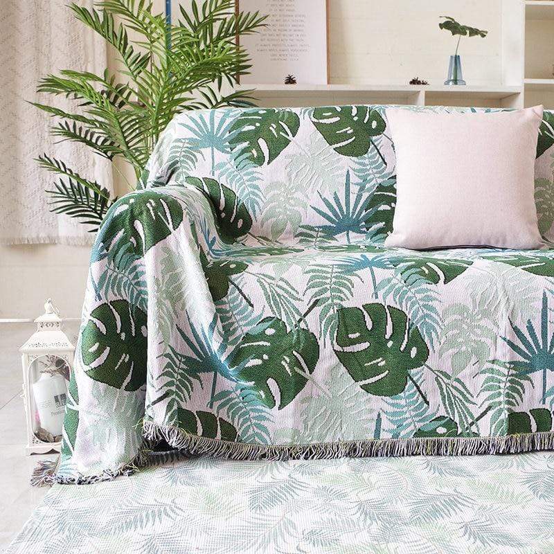 Tropical Monstera Leaf Throw Blankets & Throws