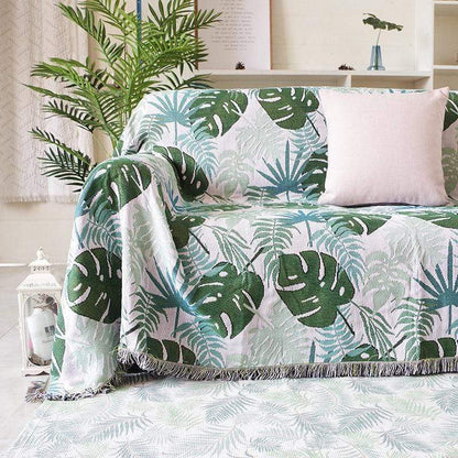 Tropical Monstera Leaf Throw Blankets & Throws