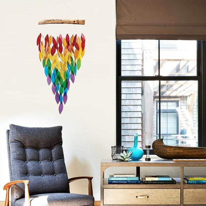 Tropical Rainbow Leaves Wind Chime