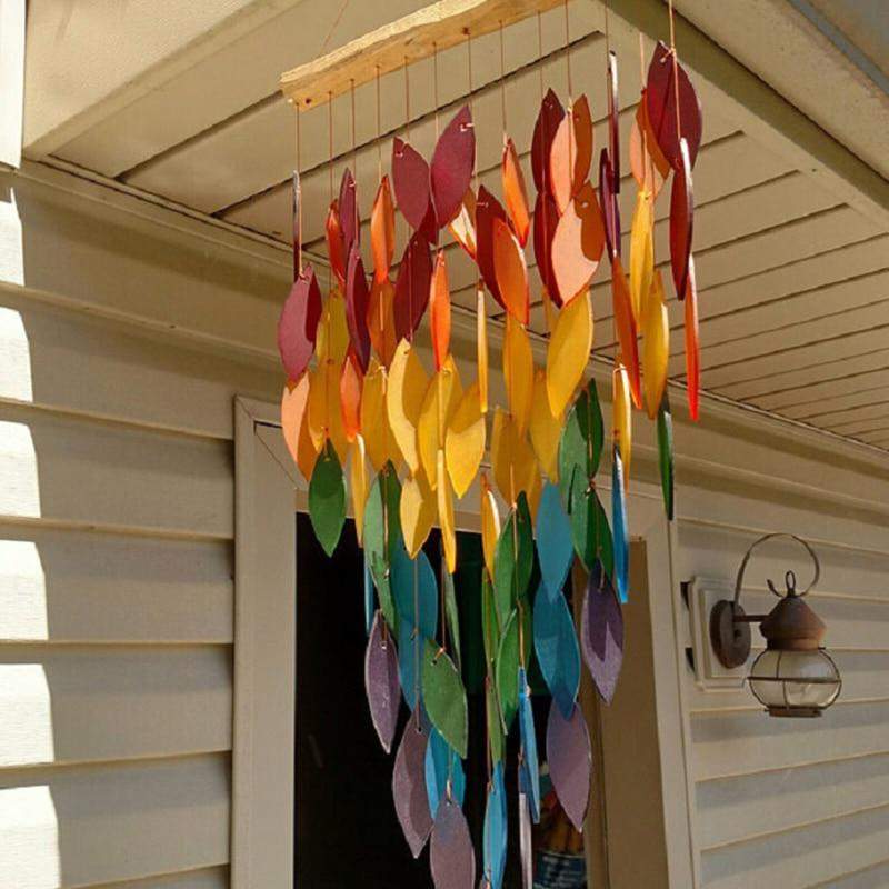 Tropical Rainbow Leaves Wind Chime