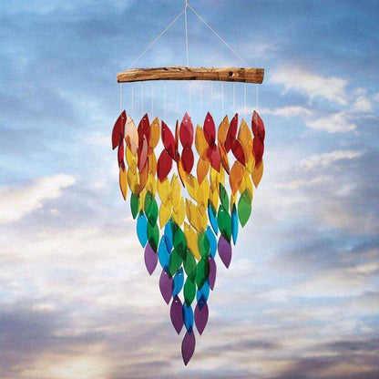 Tropical Rainbow Leaves Wind Chime