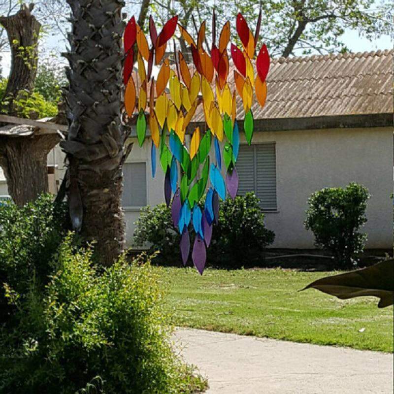 Tropical Rainbow Leaves Wind Chime