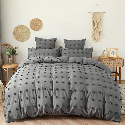 Tufted Polka Dot Gray Duvet Cover Set Duvet Covers & Sets