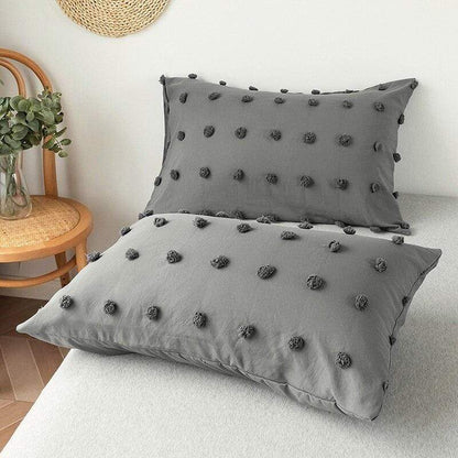 Tufted Polka Dot Gray Duvet Cover Set Duvet Covers & Sets