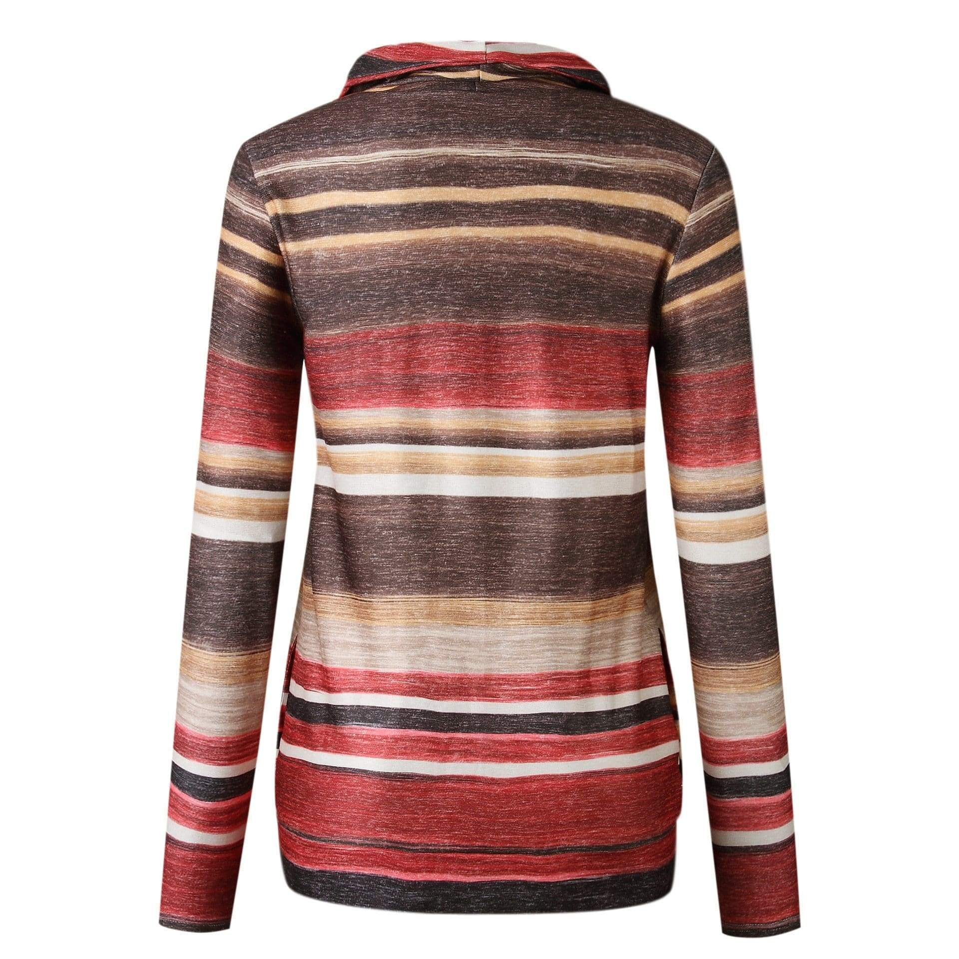 Turtleneck Striped Print Hoodie Hoodies