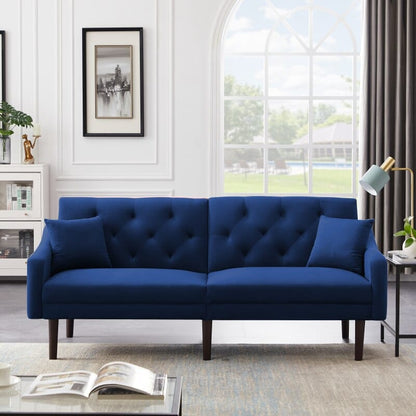 Velvet Upholstered Convertible Futon Sofa