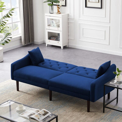 Velvet Upholstered Convertible Futon Sofa