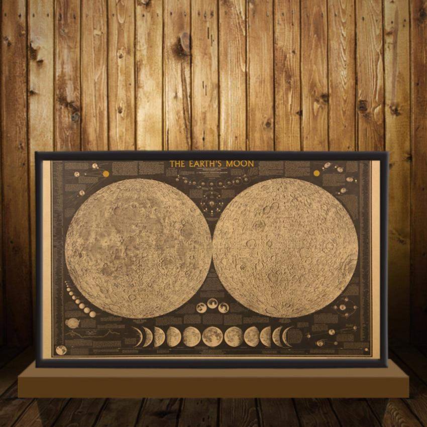 Vintage Earth Moon World Map Wall Sticker