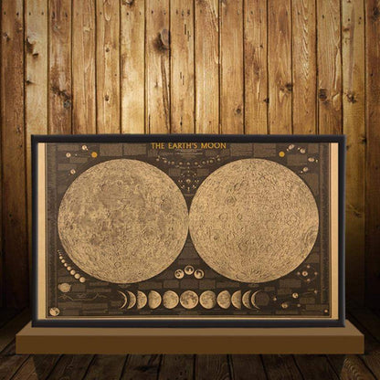 Vintage Earth Moon World Map Wall Sticker