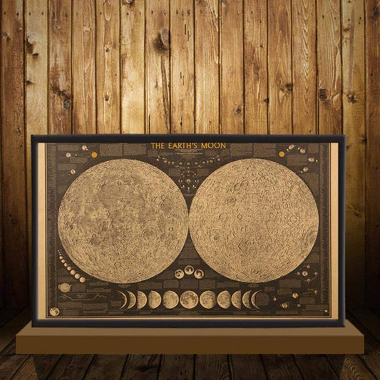 Vintage Earth Moon World Map Wall Sticker