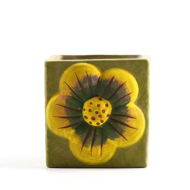 Vintage Hand Painted Succulent Pot