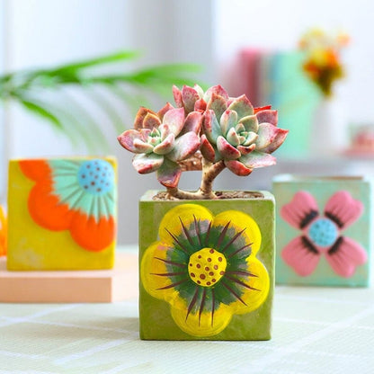 Vintage Hand Painted Succulent Pot