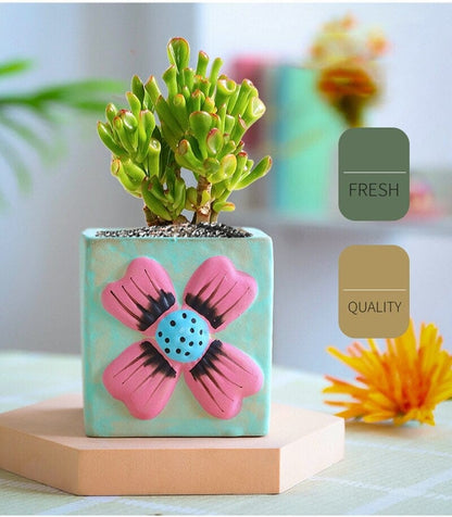 Vintage Hand Painted Succulent Pot