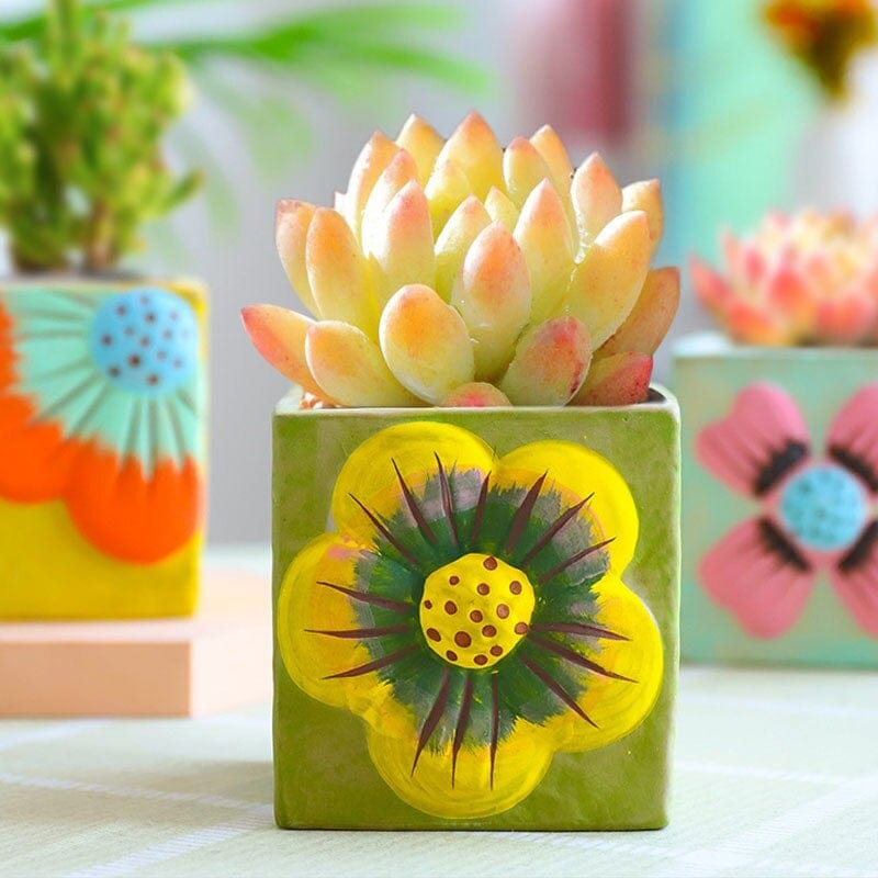Vintage Hand Painted Succulent Pot