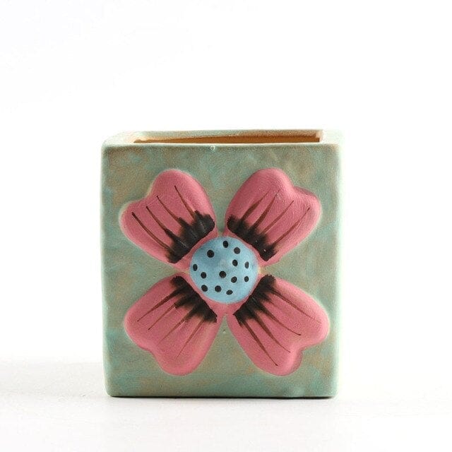 Vintage Hand Painted Succulent Pot