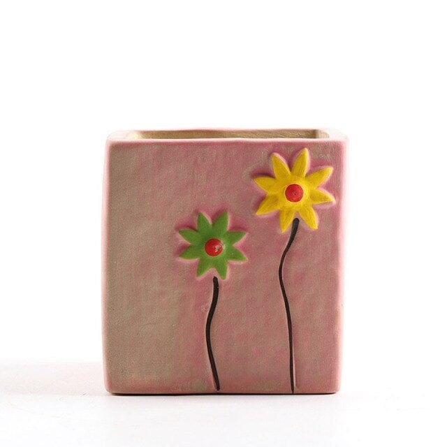 Vintage Hand Painted Succulent Pot