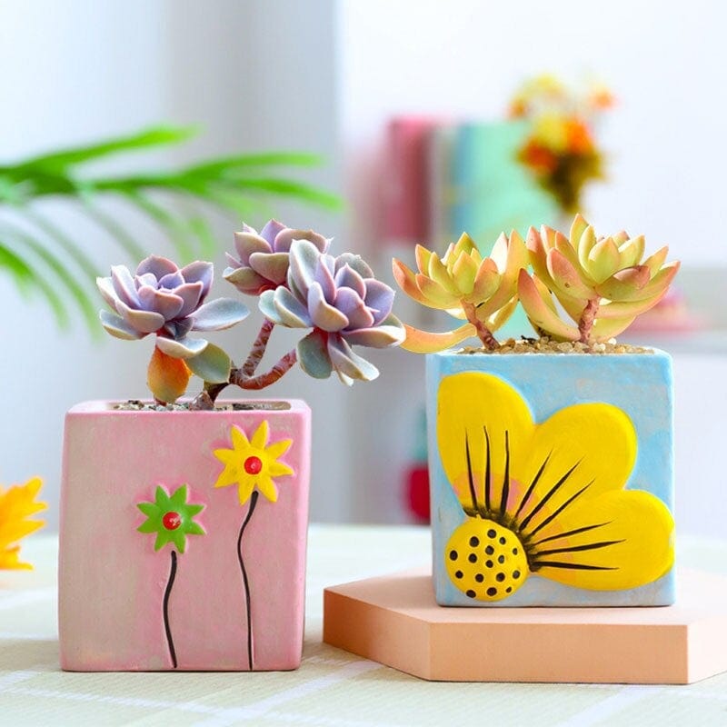 Vintage Hand Painted Succulent Pot
