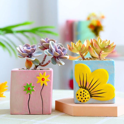 Vintage Hand Painted Succulent Pot